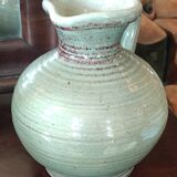Old small glazed ceramic pottery pitcher