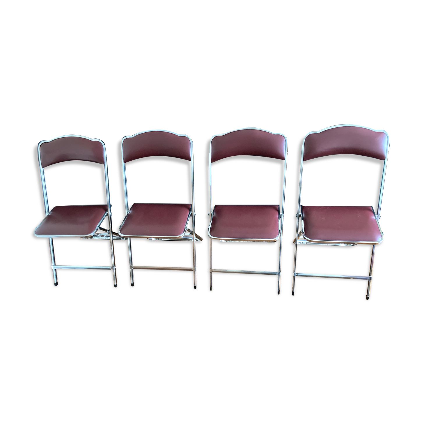 4 vintage folding chairs in chrome