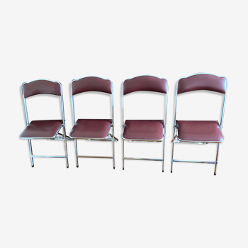 4 chaises pliante vintage  en chrome