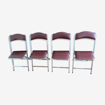 4 vintage folding chairs in chrome