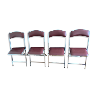 4 vintage folding chairs in chrome