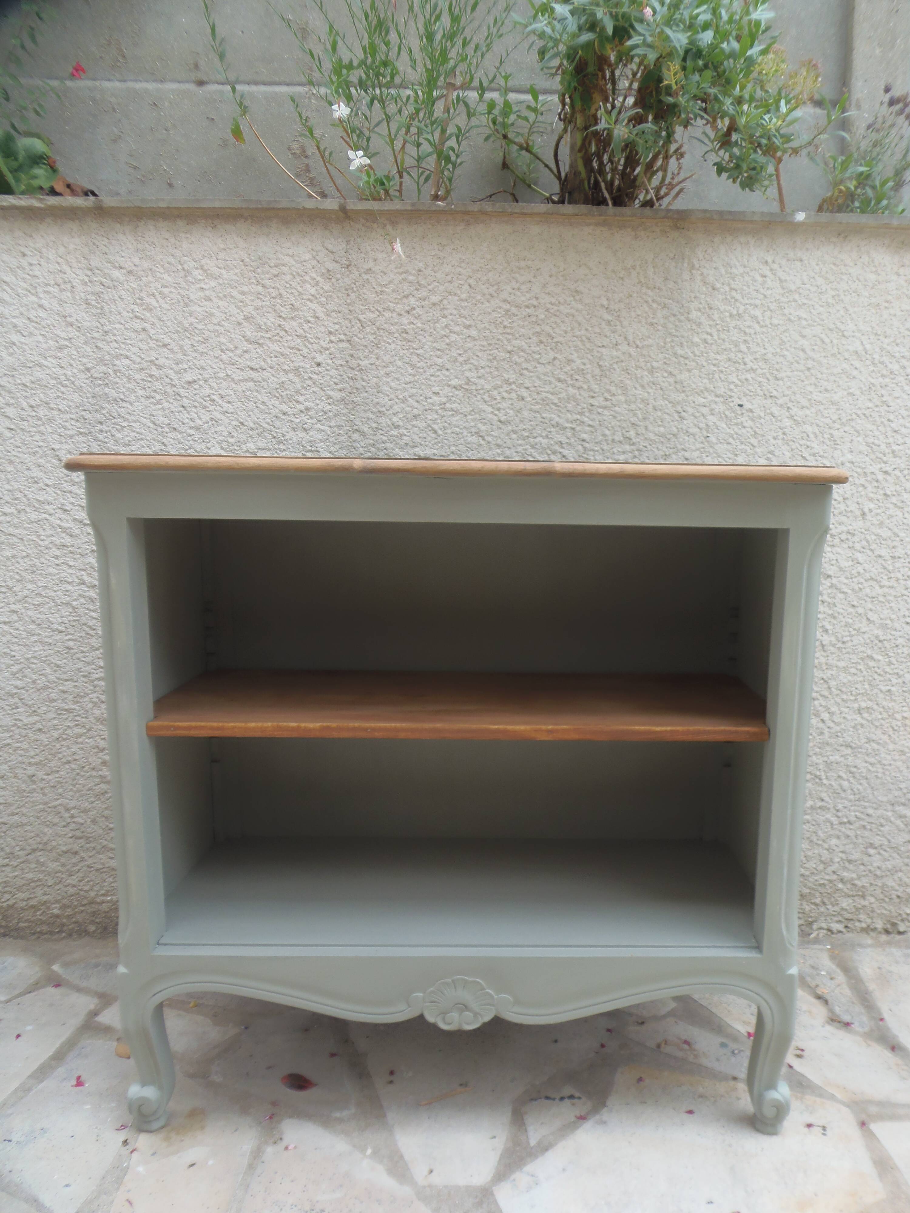 Louis XV style library renovated and enhanced in green-grey.