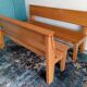 Pair of 1950s solid oak benches with backrests