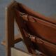 Pair of oak and leather hunting chairs by Kurt Østervig, modern Danish style from the 1960s.