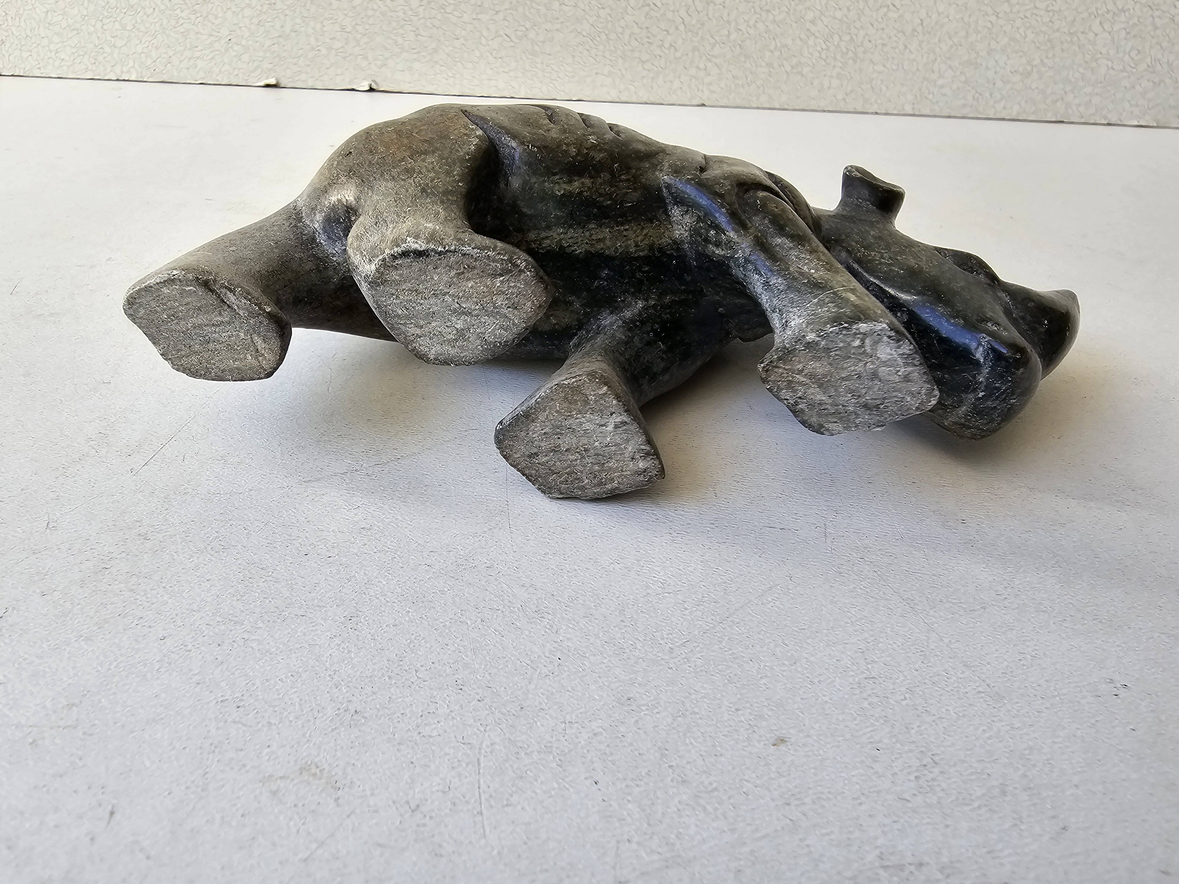 Paperweight Sculpture Zoomorphic Statuette in Stone Rhinoceros