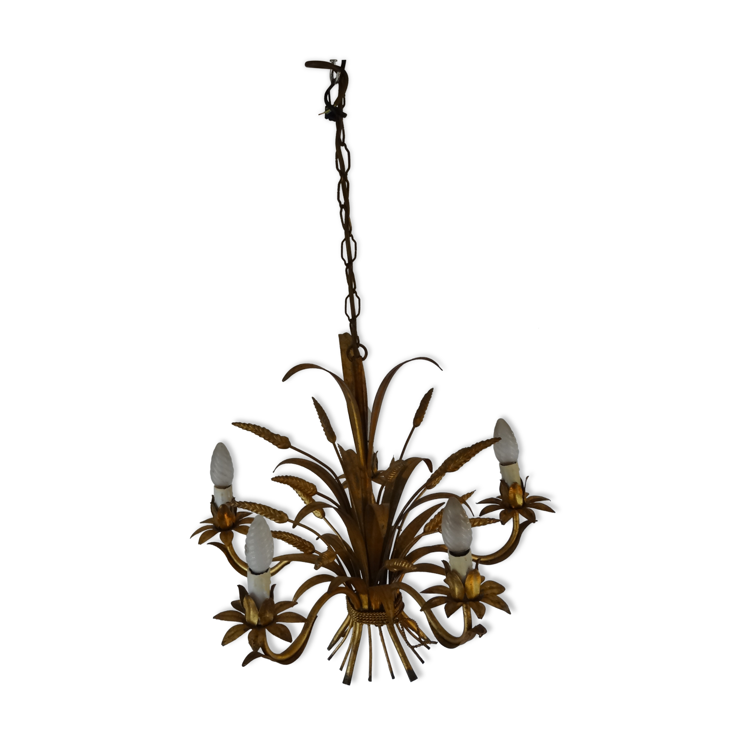 Lustre en métal doré épis de blé et feuillage