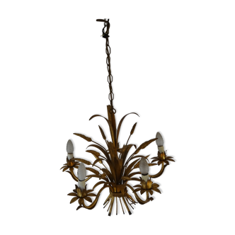 Lustre en métal doré épis de blé et feuillage