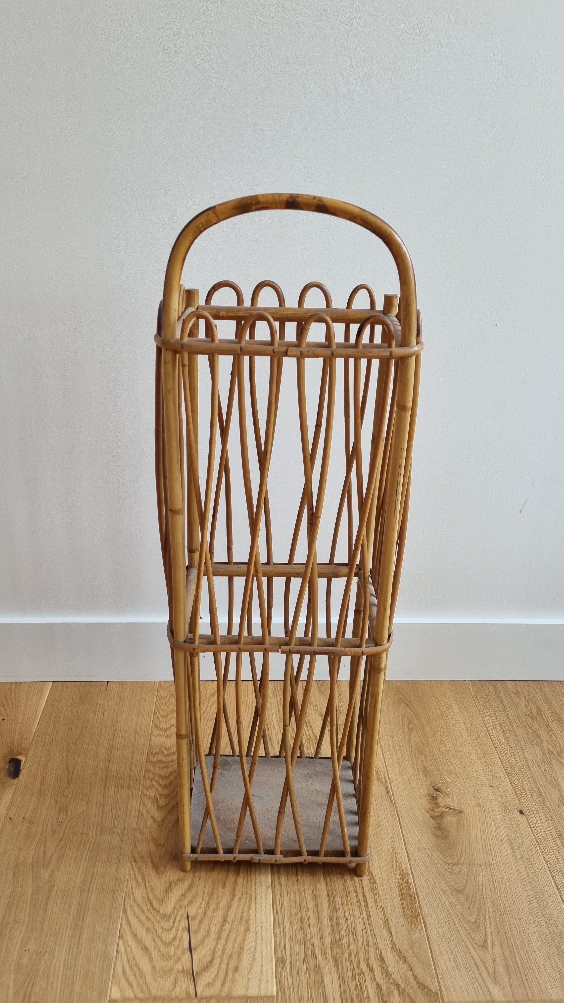 Vintage rattan bread hutch