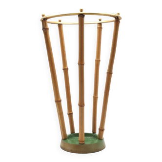 Mid century bamboo umbrella stand holder hollywood regency