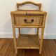 Antique rattan bedside table with vintage drawer