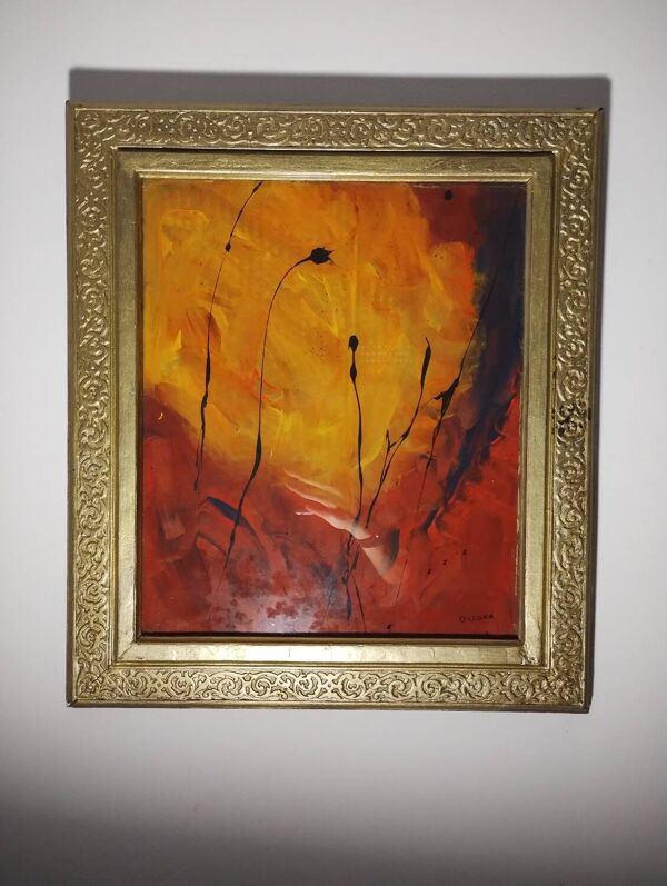 Peinture abstraite cadre doré