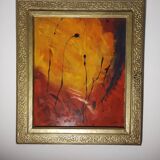 Abstract painting with golden frame