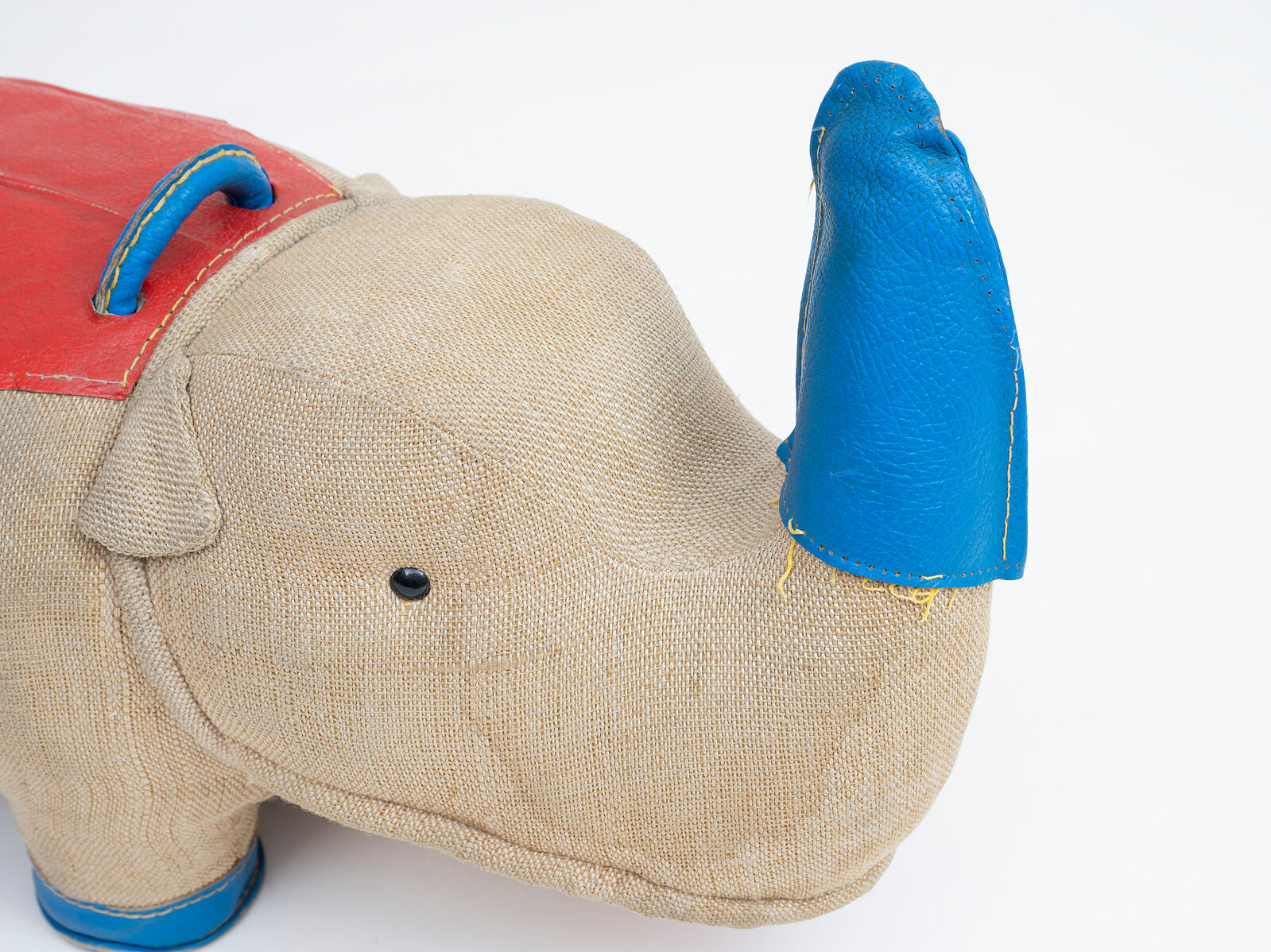 Vintage rhino therapeutic toy by Renate Müller for H. Josef Leven, Sonneberg, 1960s
