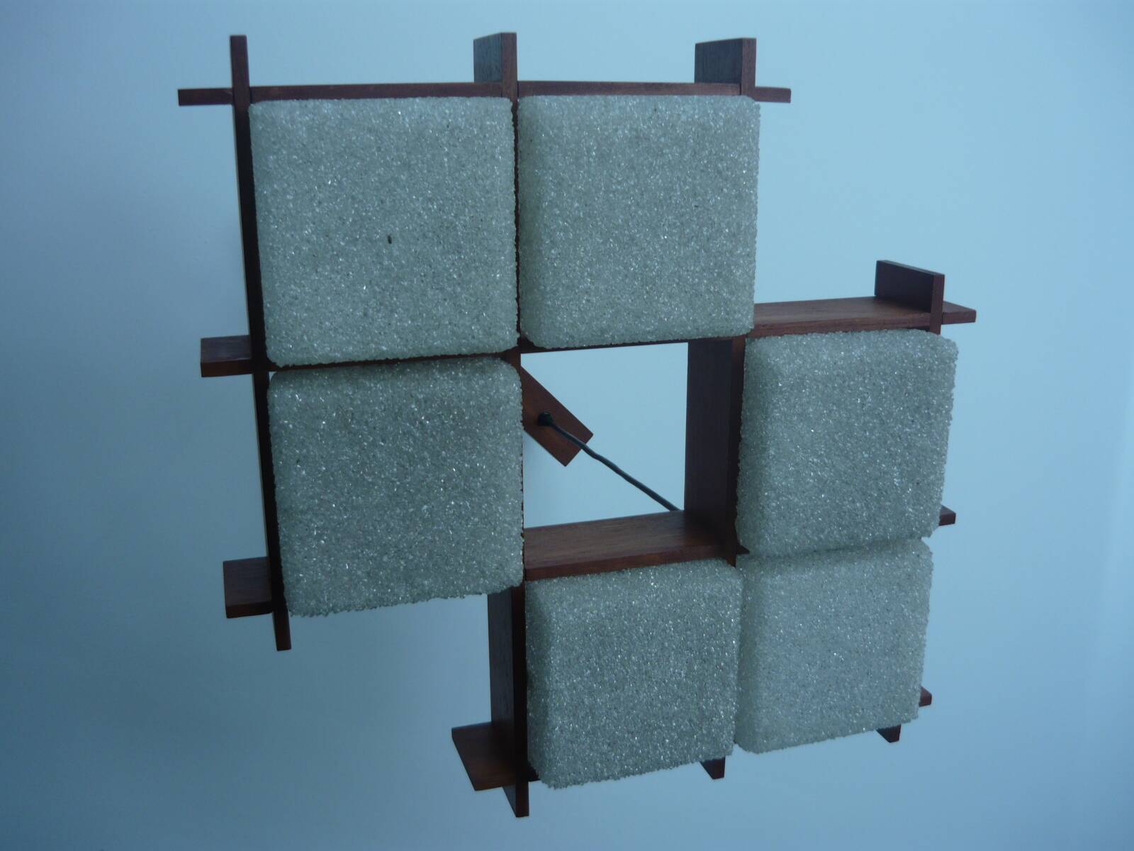 Vintage teak and perspex ceiling light (XL)