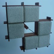 Plafonnier vintage en teck et perspex xl