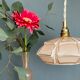 Suspension abat-jour vintage art déco en opaline rose