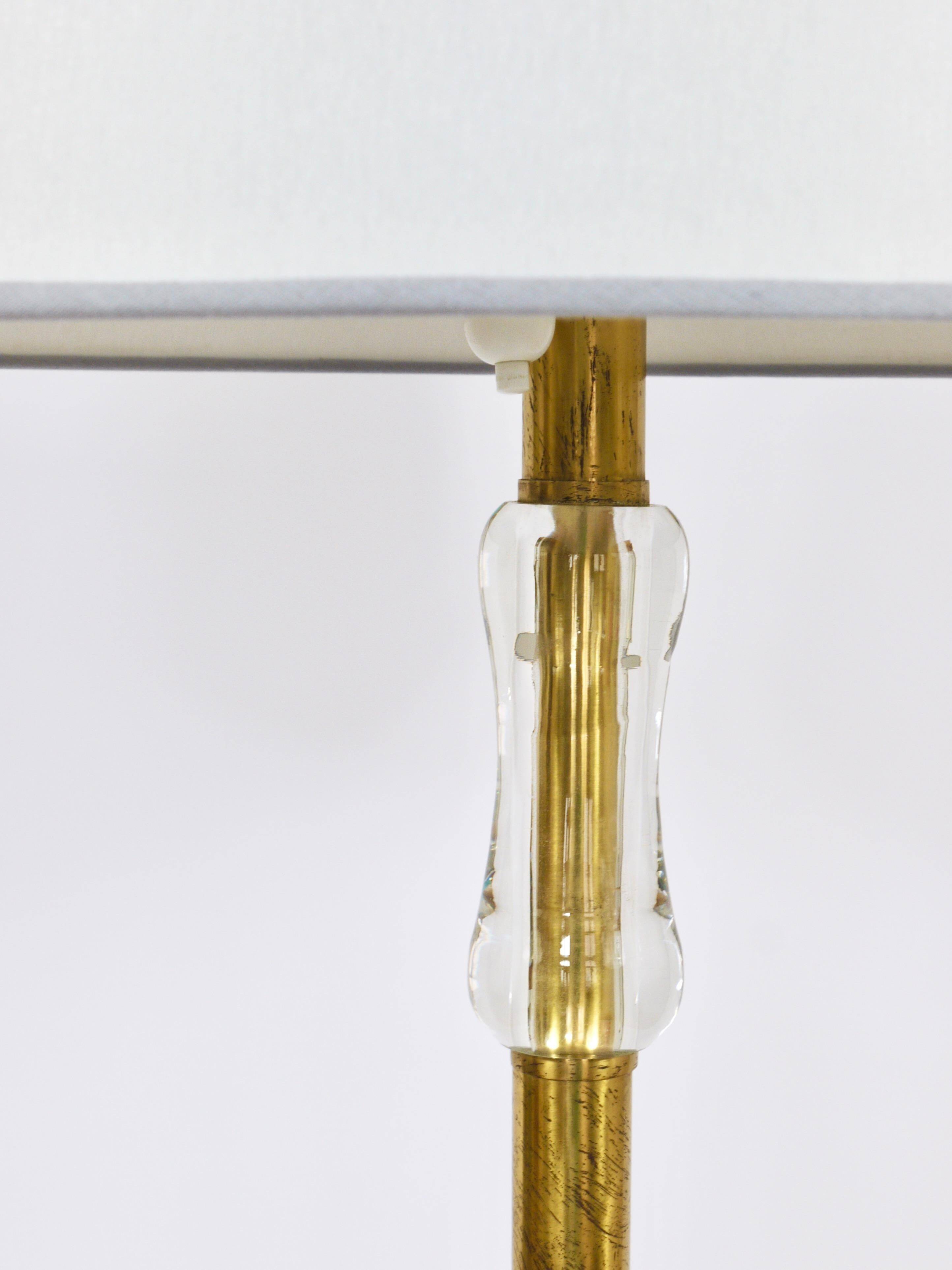 Bakalowits floor lamp from Vienna in solid brass with a glass handle, Austria, 1950s.