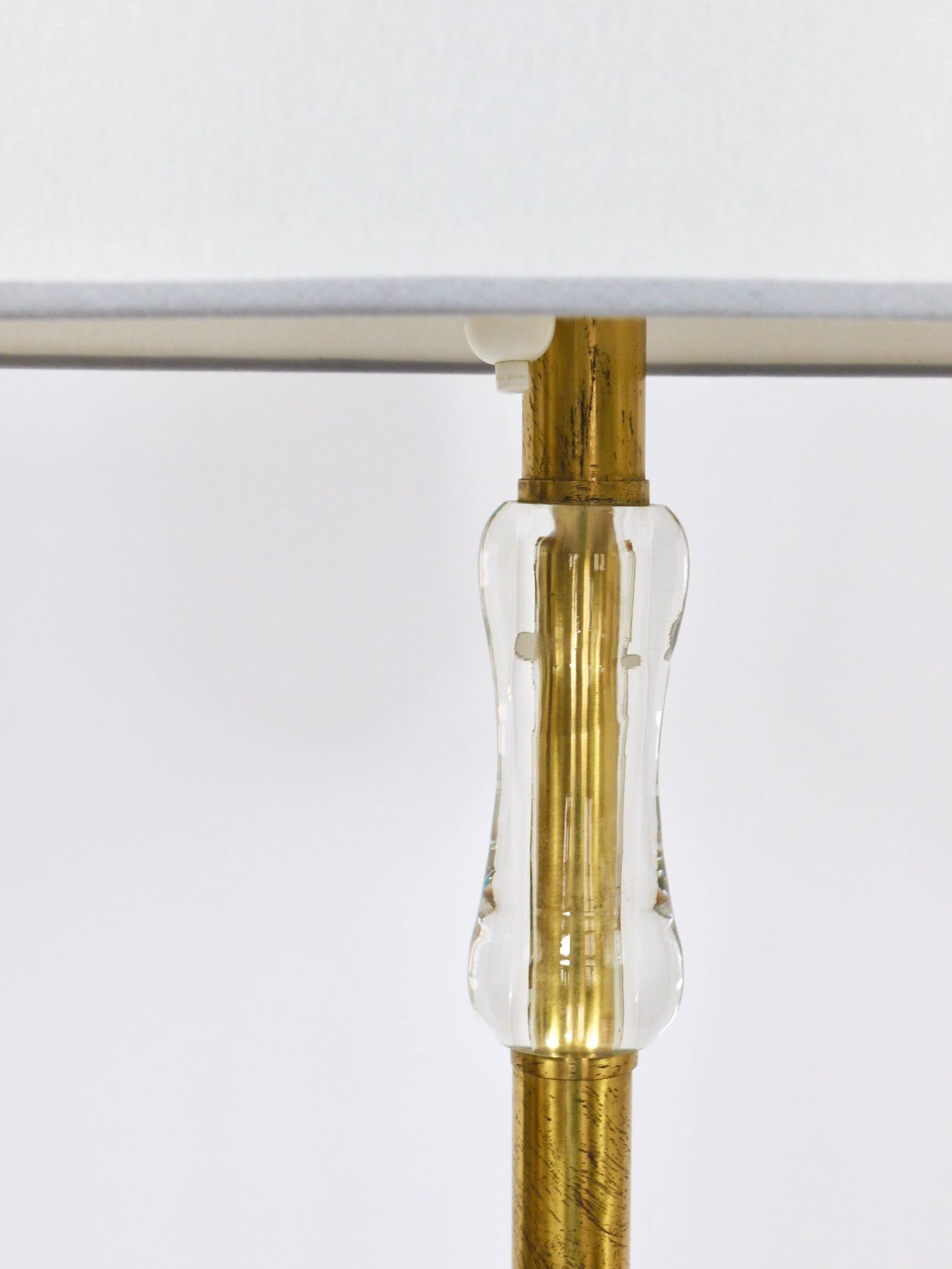 Bakalowits floor lamp from Vienna in solid brass with a glass handle, Austria, 1950s.