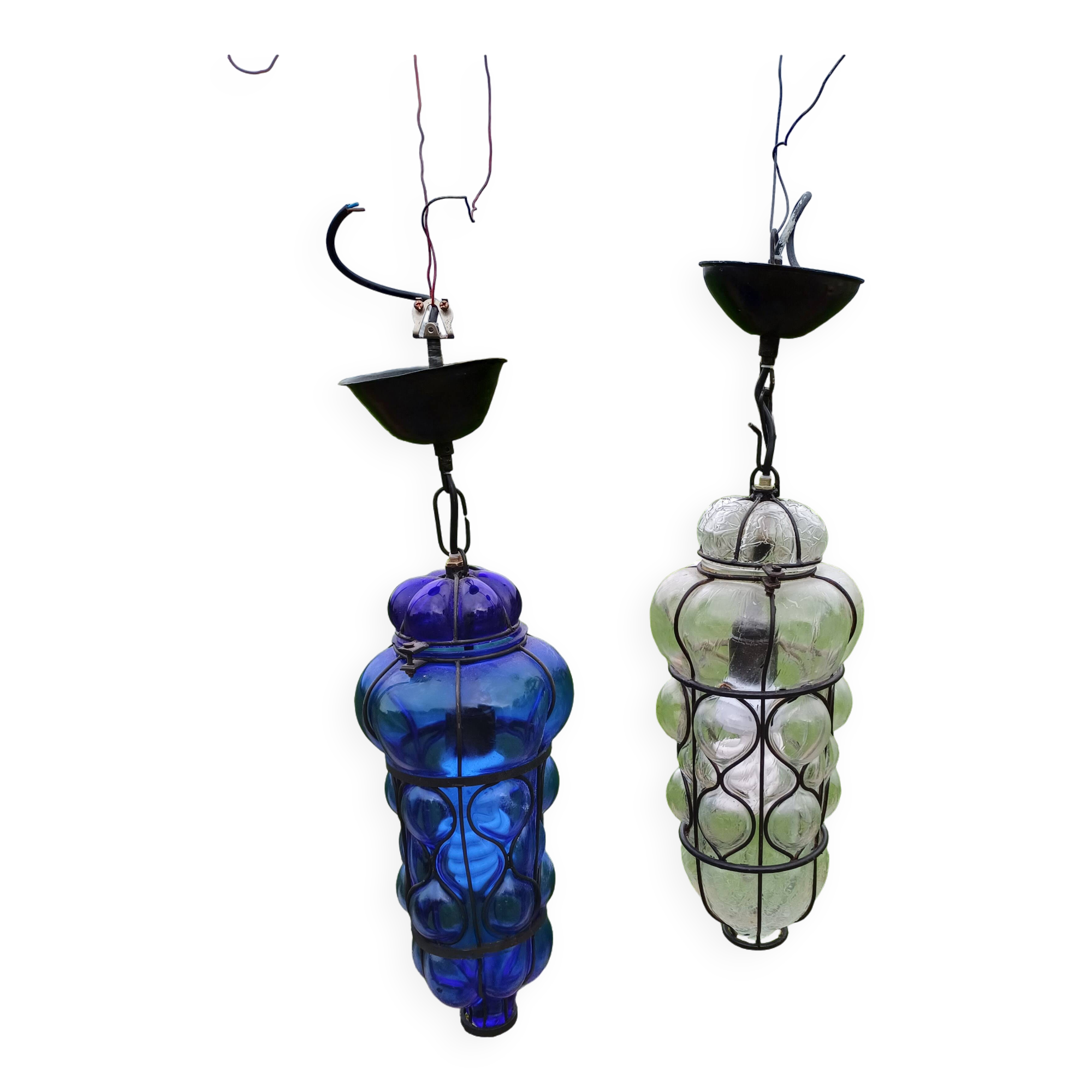 Pair of Blown Glass Suspensions