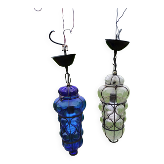 Pair of Blown Glass Suspensions