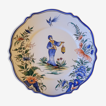 Old vintage plate in faience decoration Asia China