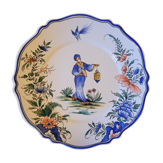 Old vintage plate in faience decoration Asia China