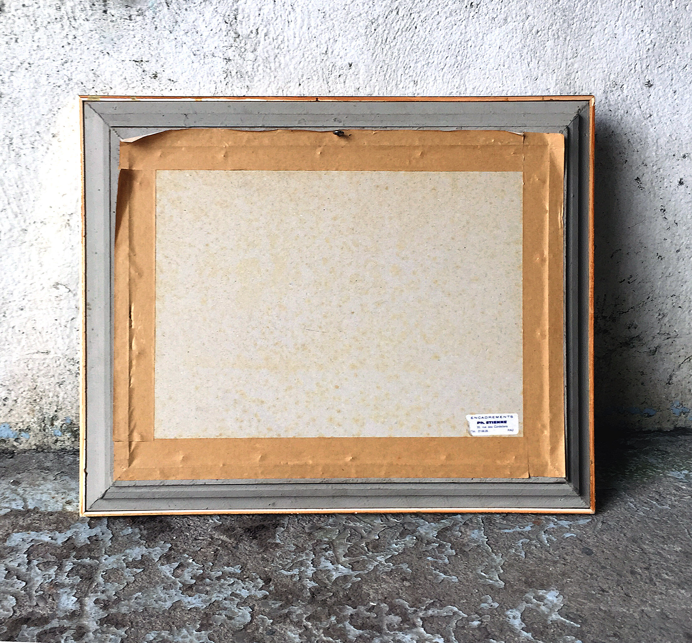 Pyrenean hamlet gouache framed 50s