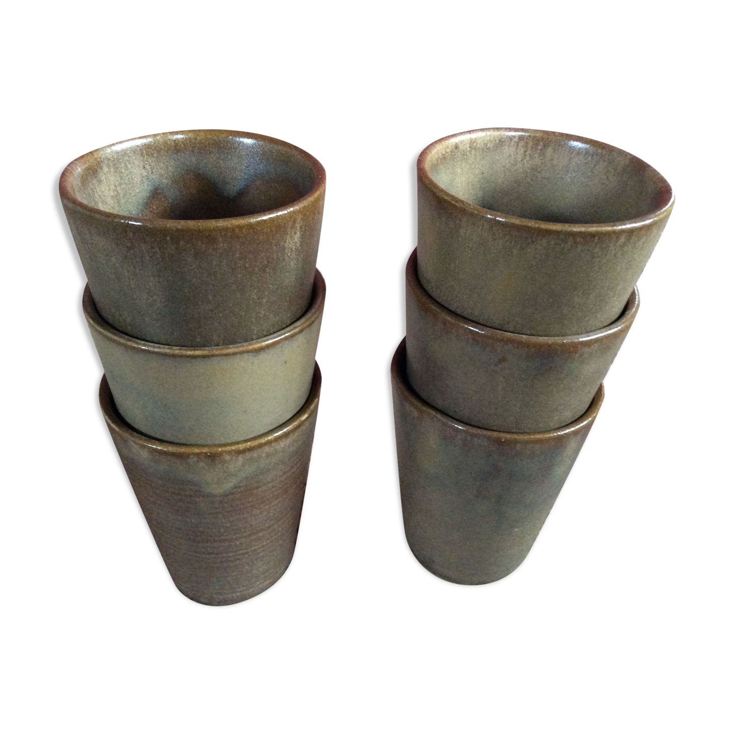 Series of 6 sandstone cups