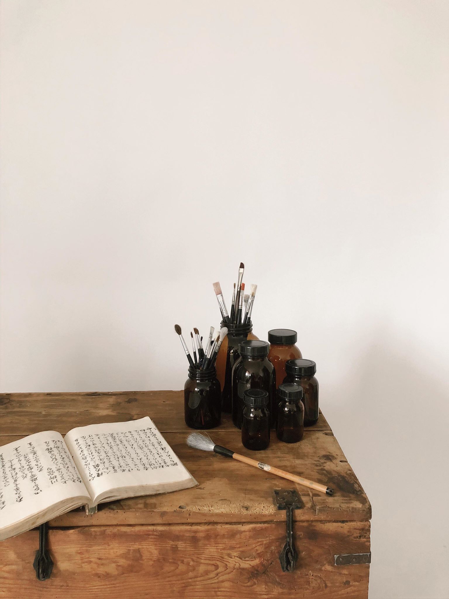Lot of 7 bottles of amber glass apothecary style