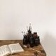 Lot of 7 bottles of amber glass apothecary style