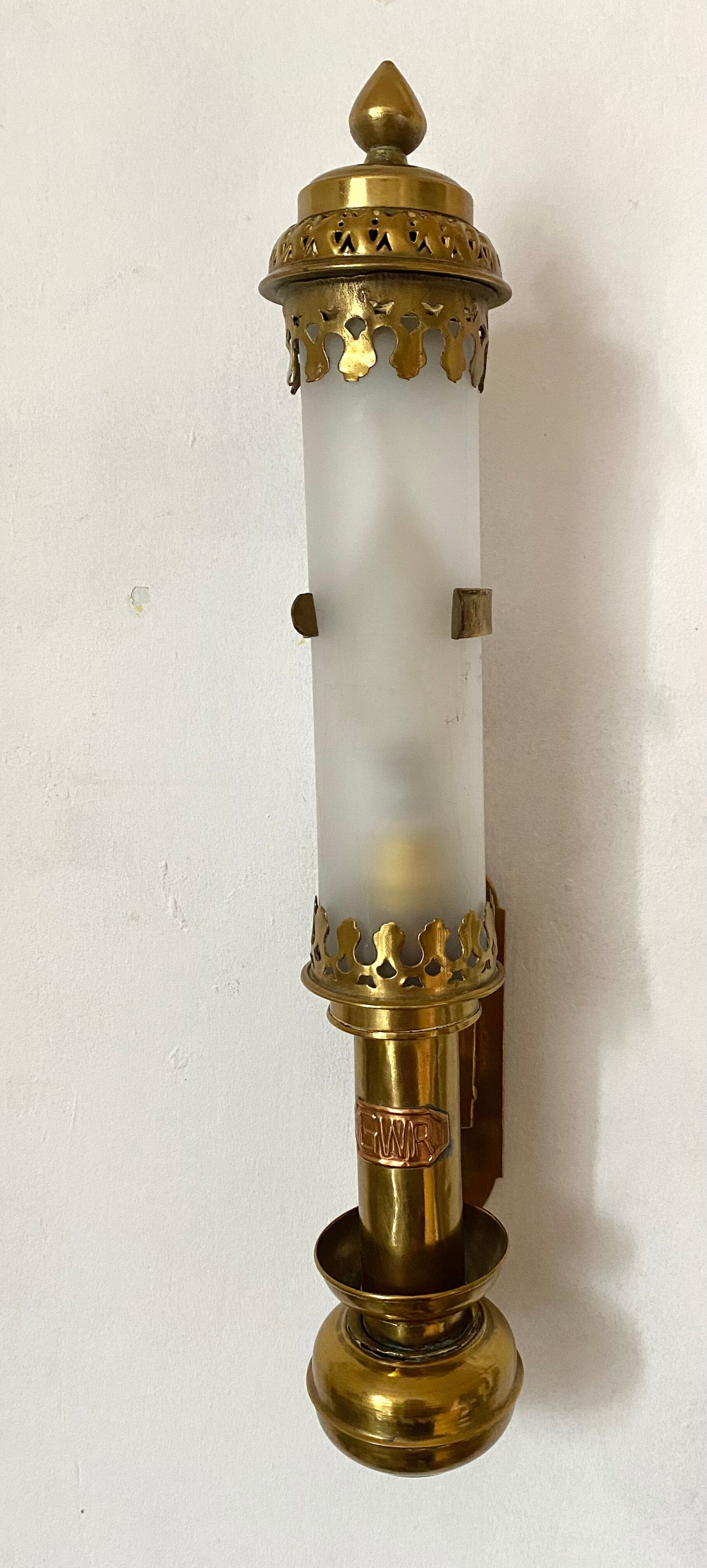 Antique brass train wall lamp