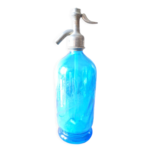 Ancien siphon verre bleu