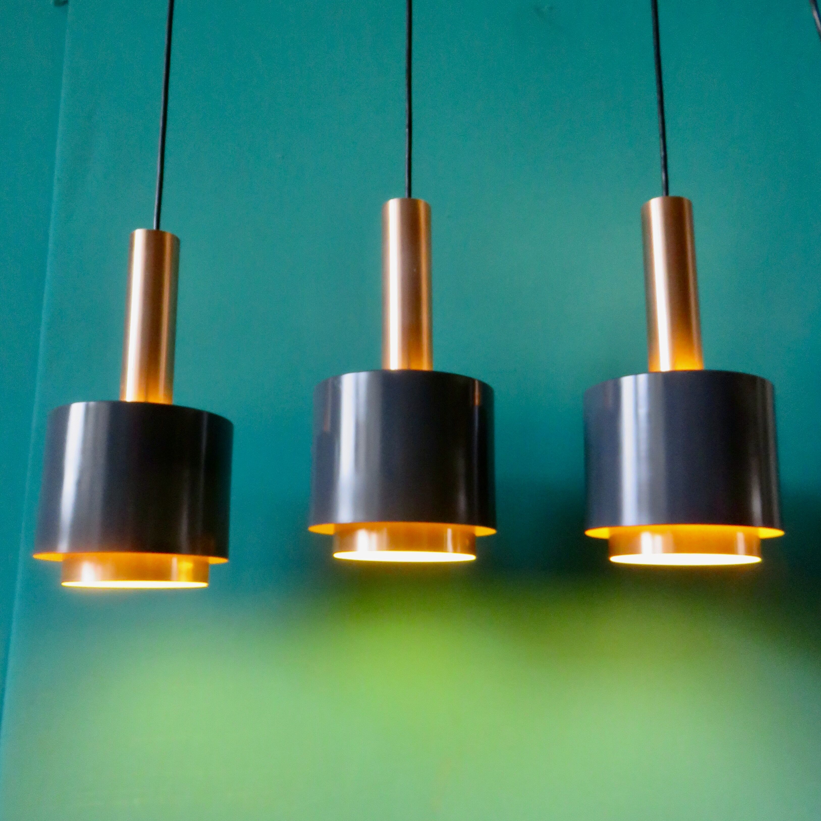 Suspension vintage à 3 feux "Doria" Autriche 1960