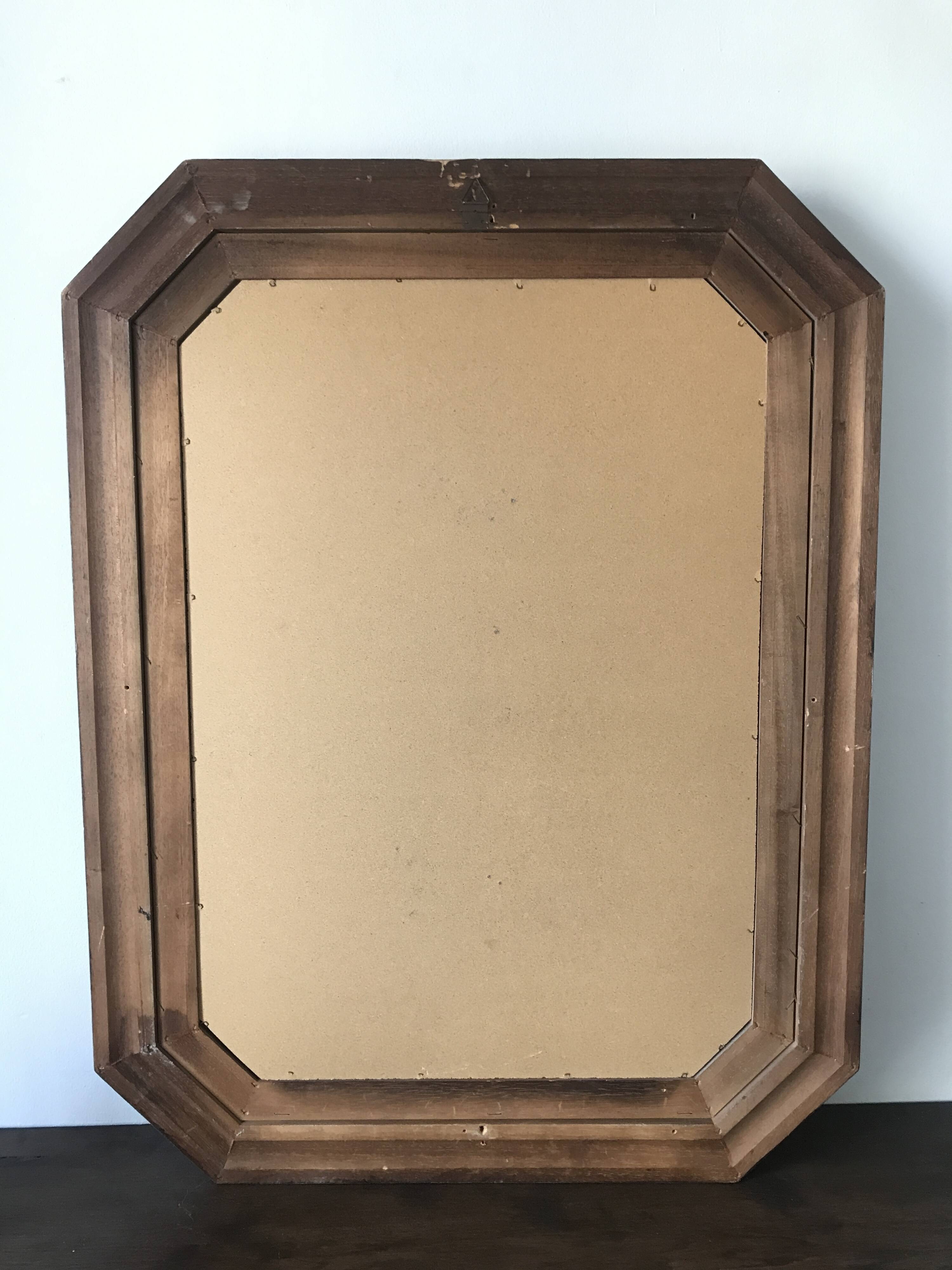 Beveled mirror with molded wooden frame - 87x67 cm