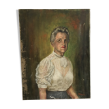 Portrait in oil on canvas XIX th