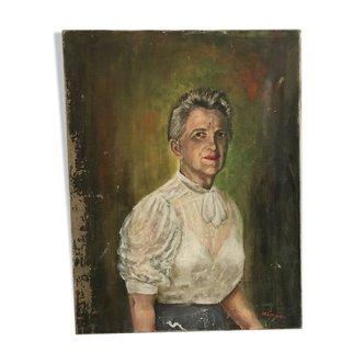 Portrait in oil on canvas XIX th