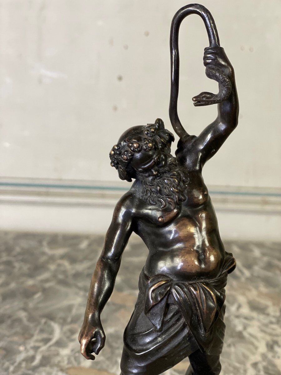 Silenus, bronze sculpture after the antique, 19th century