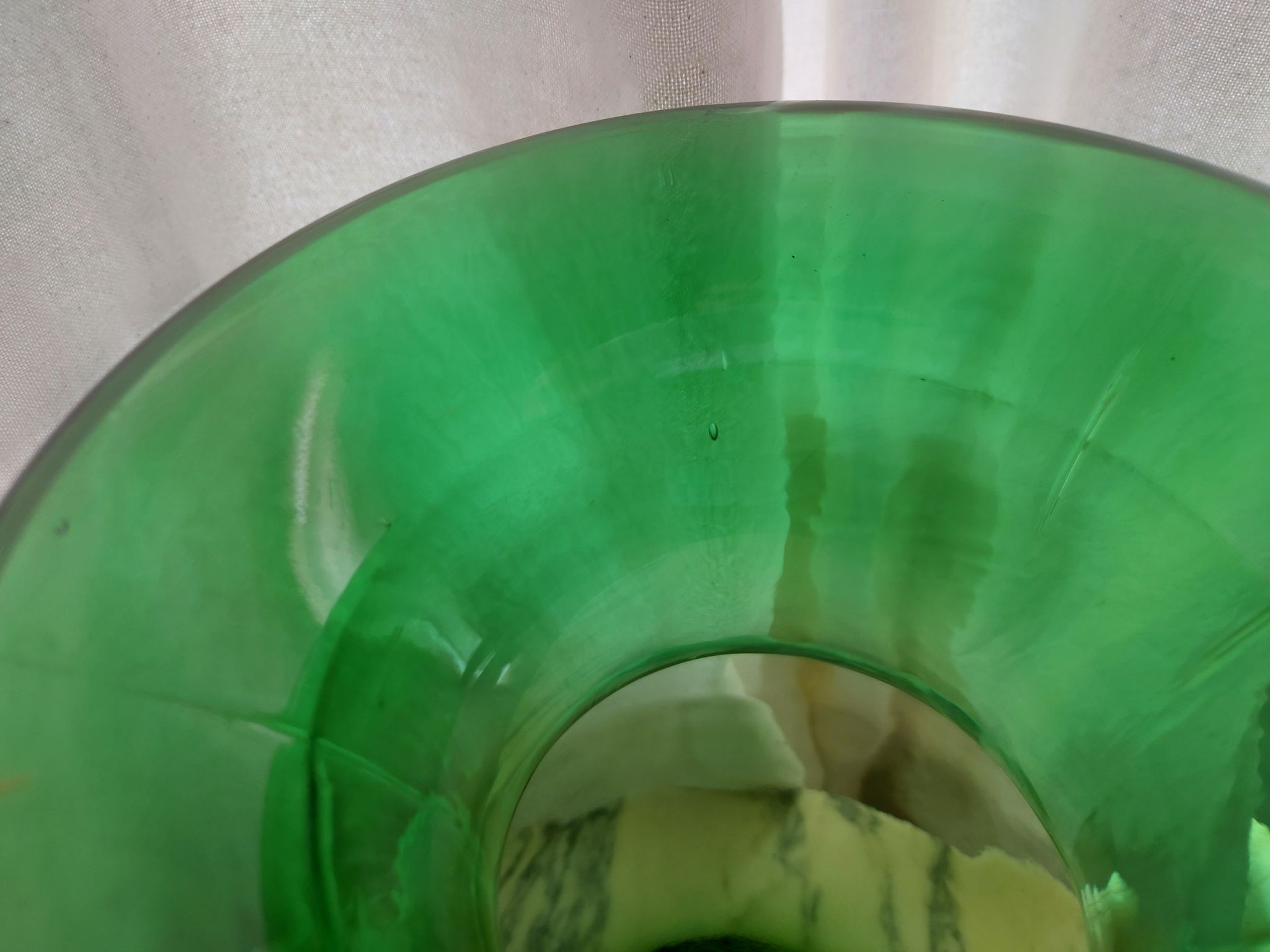 Blown glass vase, bottle green
