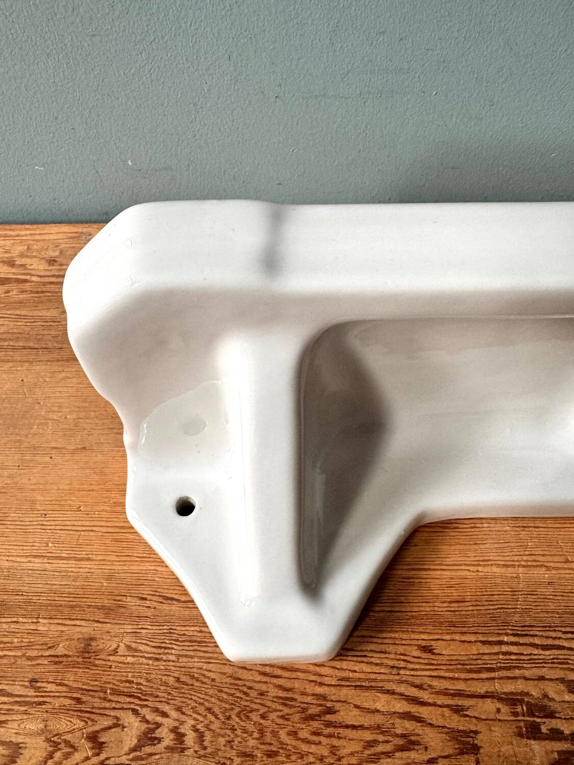 Large Art Deco wall shelf in white porcelain