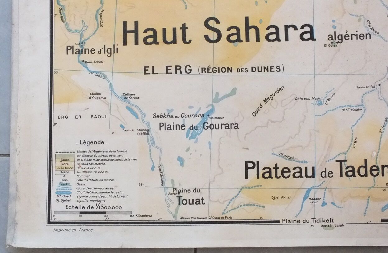 Vintage Vidal Lablache Algeria Tunisia No. 11 school map