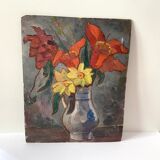 Oil portrait on cardboard of a man 50s