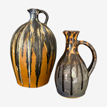 Set 2 sandstone vases La Borne Joseph Talbot