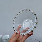 Trio of gold beaded glass dishes