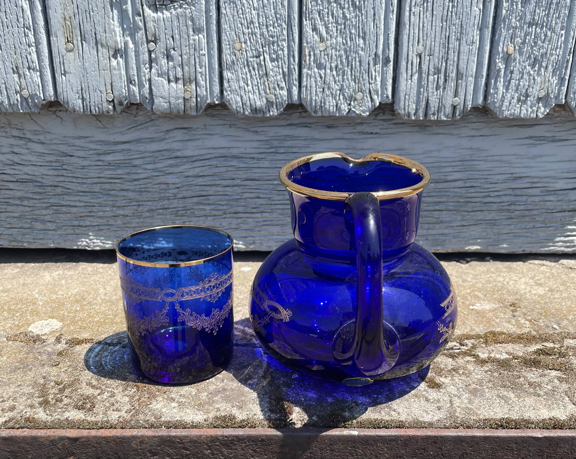 Service pichet De Nuit Bleu Verre