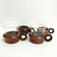 4 tasses Schott Mainz Jeanner teck & verre design 60s