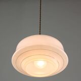 Mid-century italian brass and opaline pendant lamp