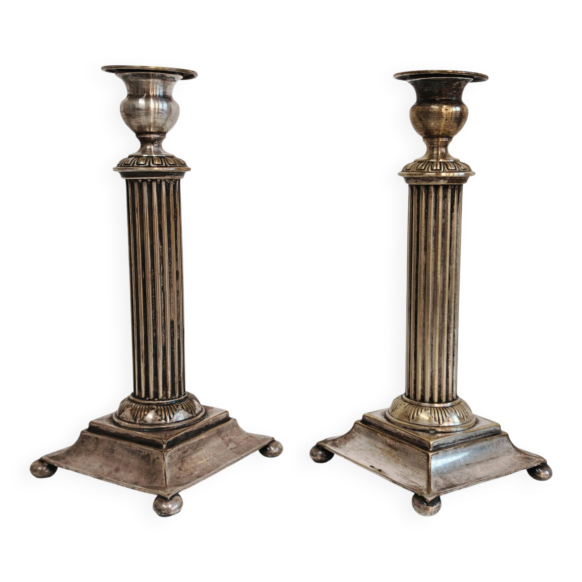 Pair of antique silver candlesticks Diana Silver Vienna 19th century