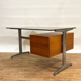 Italian desk from the 70s in smoked glass