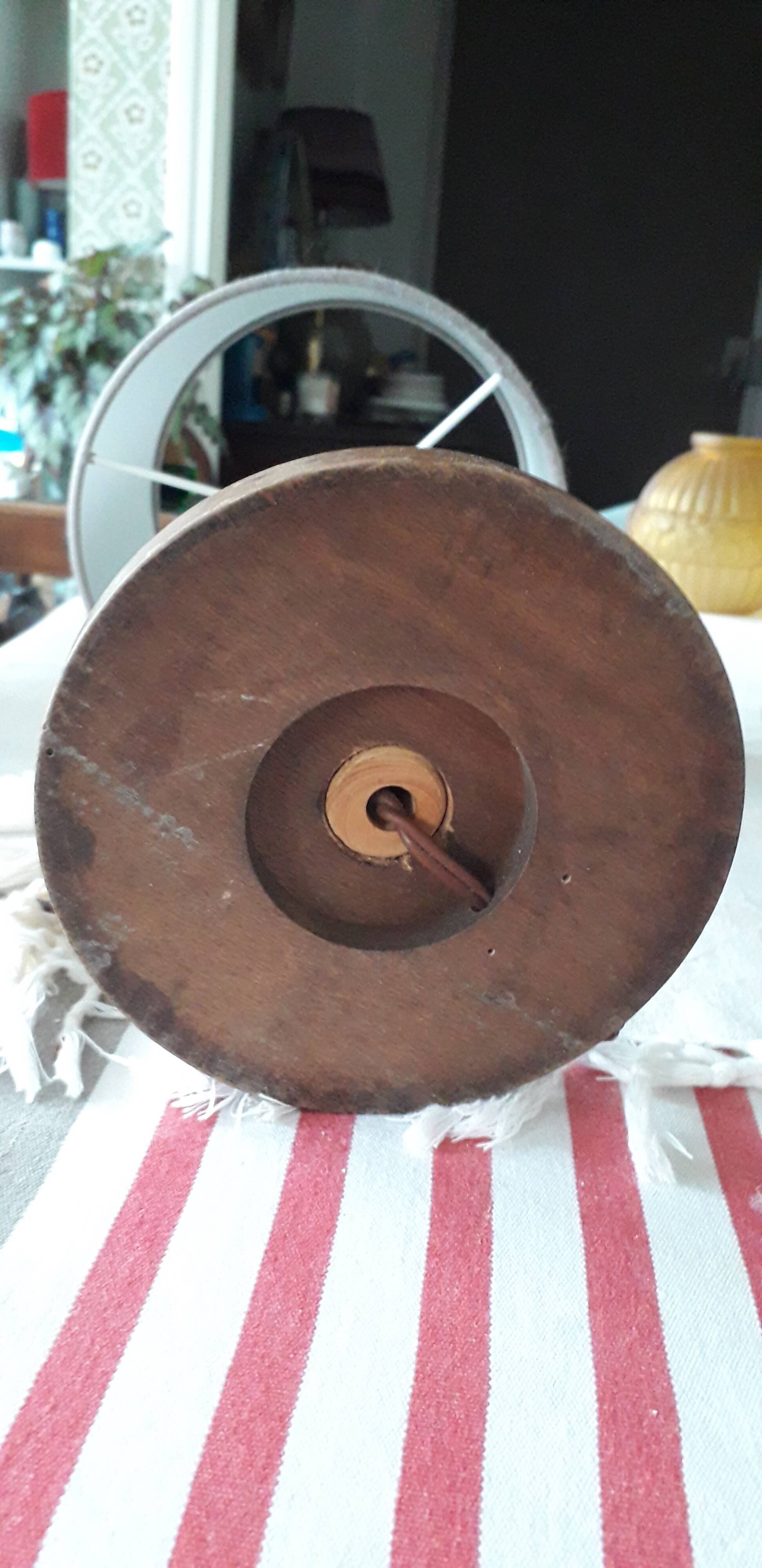 Antique carved wooden lamp