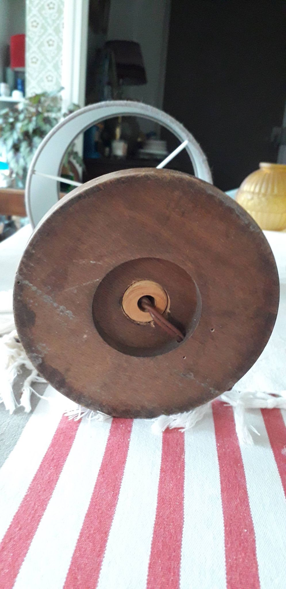 Antique carved wooden lamp